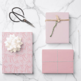 Boho-Rosa-Schleifen-Muster auf Puder-Rosa Geschenkpapier Set