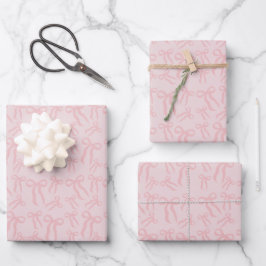 Boho Rosa Schleifen Muster auf Puder-Rosa Geschenkpapier Set