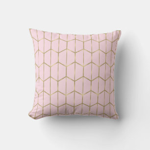 Boho Rosa Sechseck Gold & Geometrischer Glamour Kissen