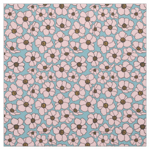 Boho Rosa und Blau Floral Stoff