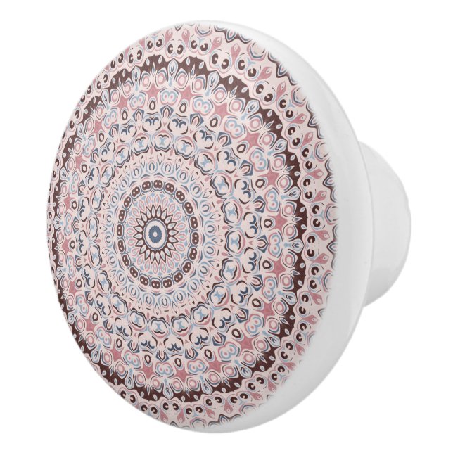 Boho-Rosa- und Blaue Mandala-Muster Keramikknauf (Rechts)