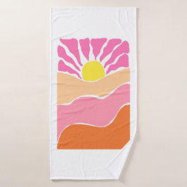 Boho rosa und orange Sonnenuntergang  Badehandtuch