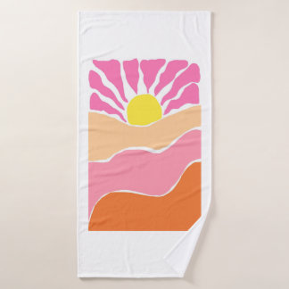 Boho rosa und orange Sonnenuntergang  Badehandtuch
