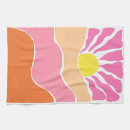 Boho rosa und orange Sonnenuntergang  Geschirrtuch