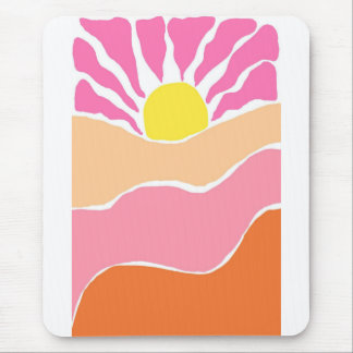 Boho rosa und orange Sonnenuntergang  Mousepad