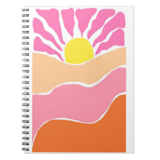 Boho rosa und orange Sonnenuntergang  Notizblock