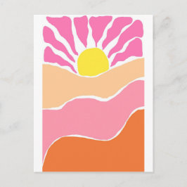 Boho rosa und orange Sonnenuntergang  Postkarte