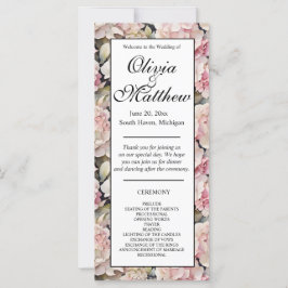Boho rosa Wasserfarbe Hydrangeas Hochzeitsprogramm