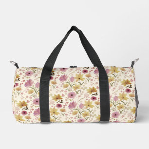 boho Rosa Wildblumen-Wasserfarbe Duffle Bag