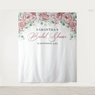 Boho rosafarbenen Rosen floral gold Brautparty Wandteppich