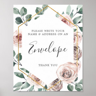 Boho Rose Baby Shower Address Envelope Zeichen Poster