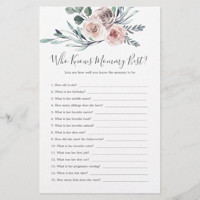 Boho Rose Babydusche, die Mama am besten kennt (Vorderseite)