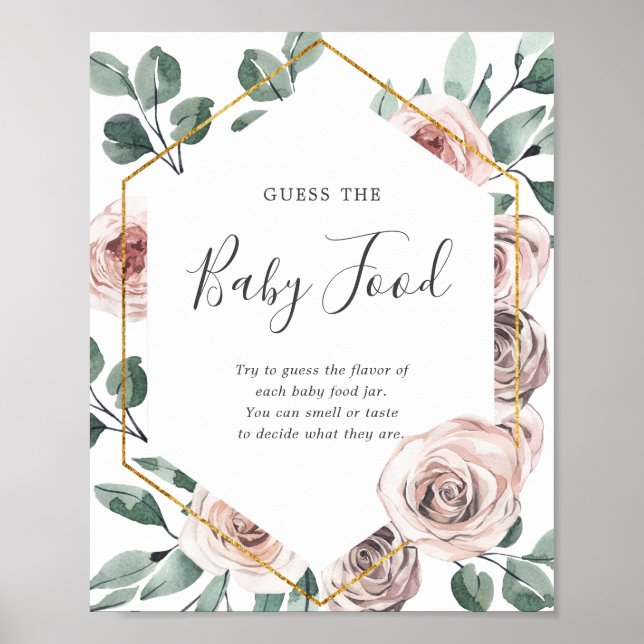 Boho Rose Babydusche raten das Babynahrung Poster (Vorne)