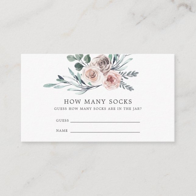 Boho Rose Babydusche schätzt wie viele Socken-Kart Begleitkarte (Vorderseite)