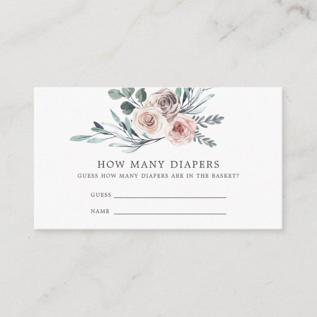 Boho Rose Babydusche schätzt wie viele Windeln Begleitkarte (Vorderseite)