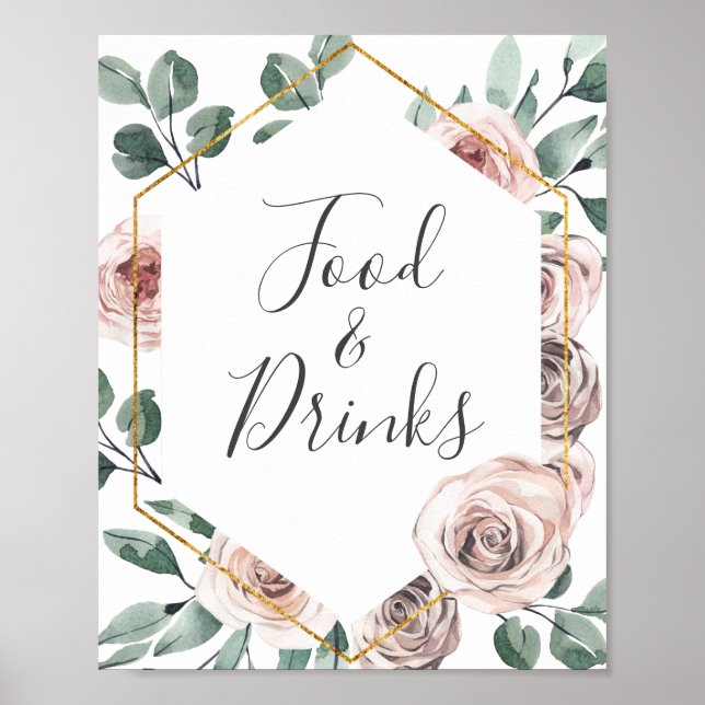 Boho Rose Babydusche - Unterschrift Poster (Vorne)