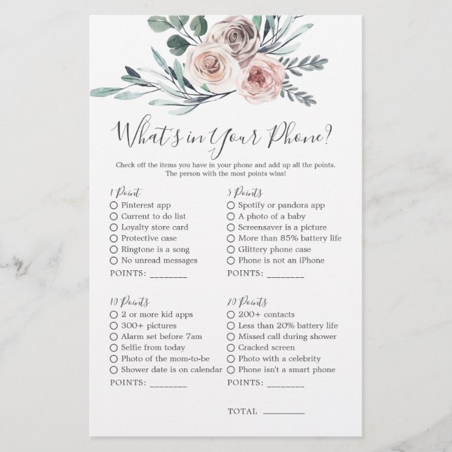 Boho Rose Babydusche Was ist in Ihrem Telefon? (Vorderseite)