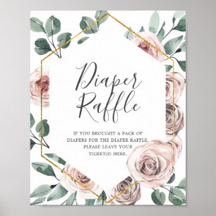 Boho Rose Babydusche Windeln Raffle-Zeichen Poster