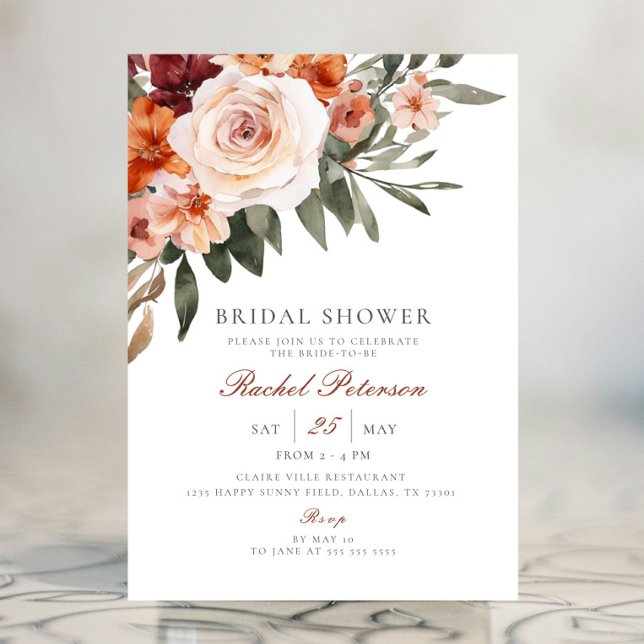 Boho Rose Blumengrün Brautparty Einladung (Von Creator hochgeladen)