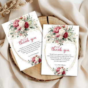Boho Rosé Bordeaux Gold Blumen Baby Shower Danke