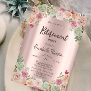 Boho Rose Confetti Retirement Party Einladung
