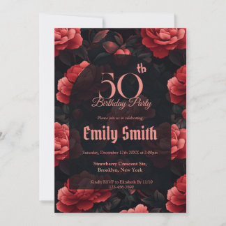 Boho Rose Floral Damen Geburtstag Einladung