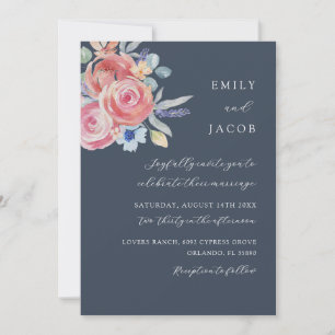 Boho Rose Floral Watercolor Hochzeit Einladung