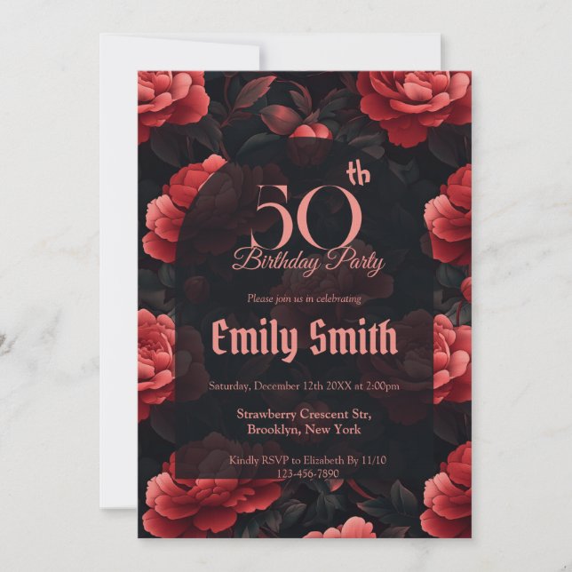 Boho Rose Floral Women Birthday Einladung (Vorderseite)