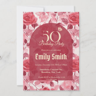 Boho Rose Flower Erster Geburtstag Einladung