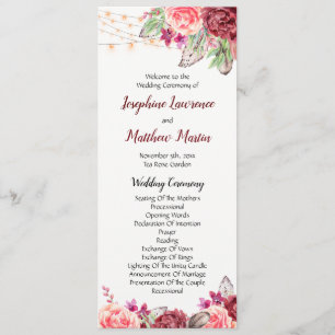 Boho Rose fühlen Lights Wedding Programm