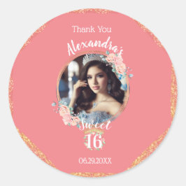 Boho Rose Gold Custom Foto Sweetsechteen Vielen Da Runder Aufkleber