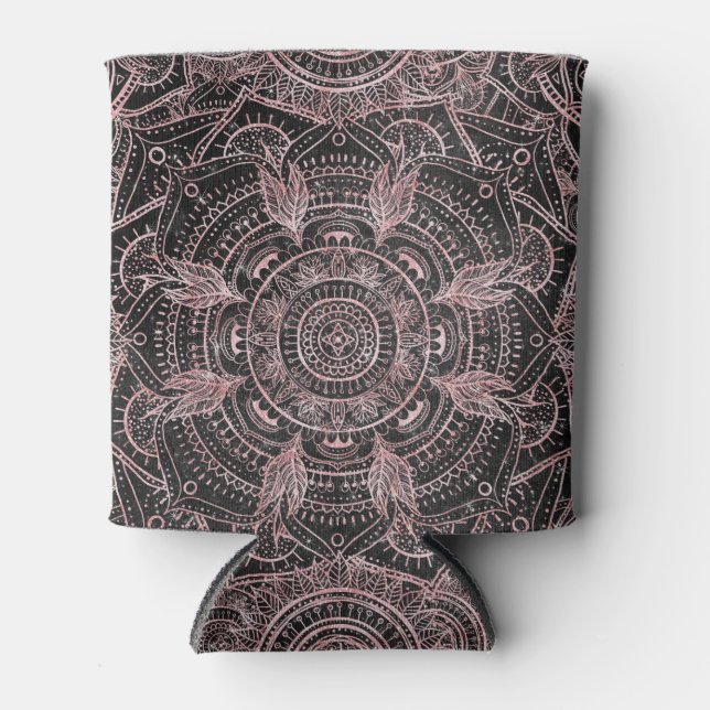 Boho Rose Gold Gray Mandala Elegantes Design Dosenkühler (Vorderseite)