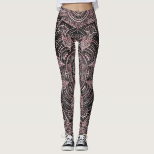 Boho Rose Gold Gray Mandala Elegantes Design Leggings