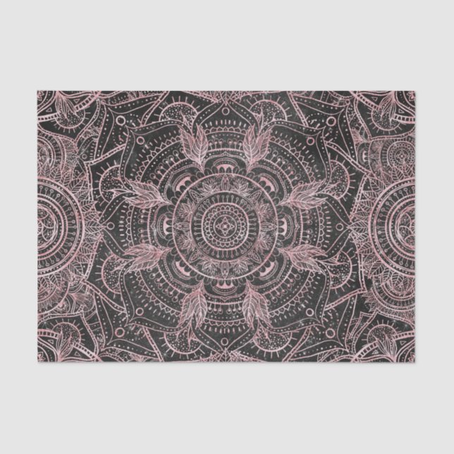 Boho Rose Gold Gray Mandala Elegantes Design Seidenpapier (Vorderseite)