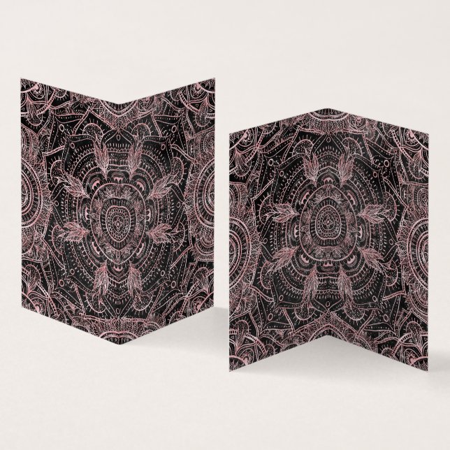 Boho Rose Gold Gray Mandala Elegantes Design Visitenkarten (Innenseite und Außenseite)
