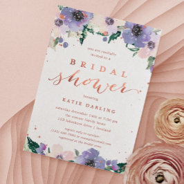 Boho Rose Gold & Lavender Brautparty Einladung