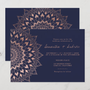 Boho Rose Goldblume Spitzen Mandala Hochzeit Einladung