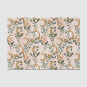 Boho-Rosé-Grün-Botanical-Mond-Junggesellinnenabsch Seidenpapier
