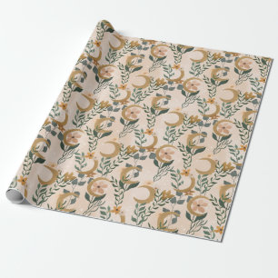 Boho Rosé Grüne Botanische Mond Brautparty Geschenkpapier