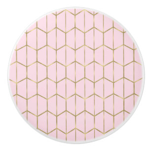 Boho-Rosé-Hexagon Gold & Geometrischer Glamour Keramikknauf