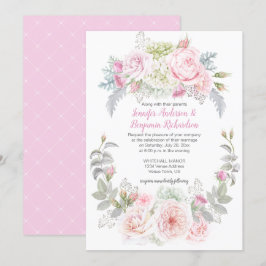 Boho Rose Hydrangeas Floral Wedding Einladungen