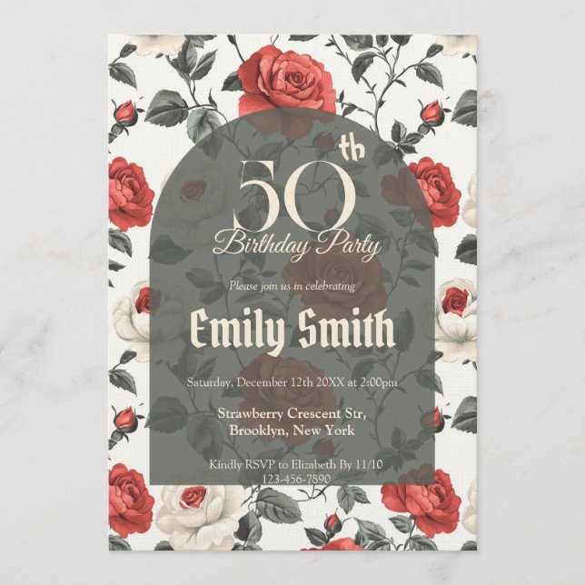 Boho Rose Inspired Happy Birthday Einladung (Vorderseite)