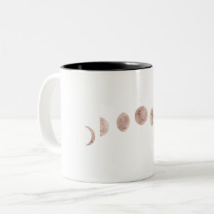 Boho Rose Pink Mondphasen Modern Minimal  Zweifarbige Tasse