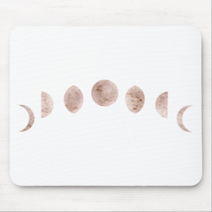 Boho Rose Pink Moon Phases Moderne Minimal Mousepad