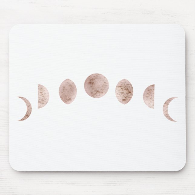 Boho Rose Pink Moon Phases Moderne Minimal Mousepad (Vorne)