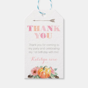 Boho Rose Pumpkin Herbst Geburtstagsfeier Gefallen Geschenkanhänger