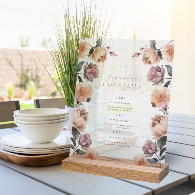 Boho Rose Signature Cocktail Hochzeitstisch Acrylschild (Von Creator hochgeladen)