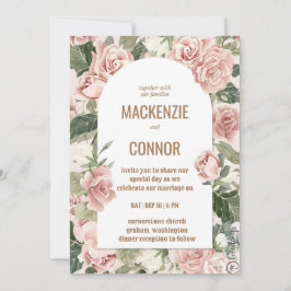 Boho Rose staubrosa Rahmen - Hochzeitseinladung Einladung