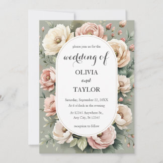 Boho Rose Wasserfarbe Rustikale Hochzeit Einladung