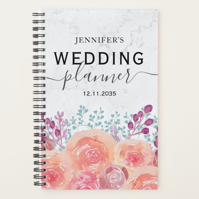 Boho Rose Watercolor Burnt Orange Wedding Planner Planer (Vorderseite)
